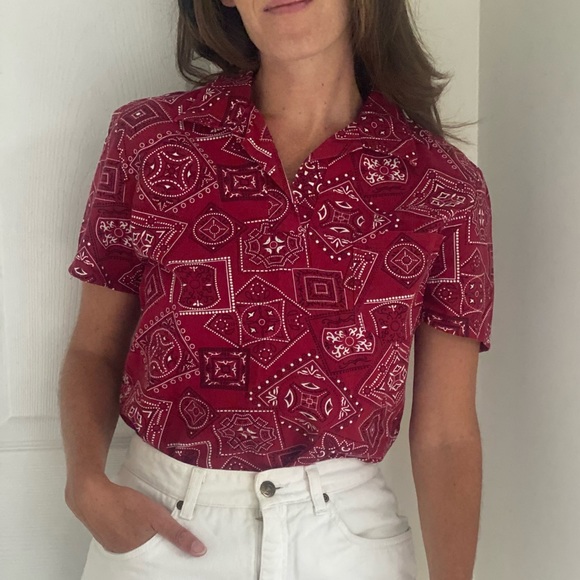 Vintage Handmade Bandana Print Shirt - Picture 3 of 4